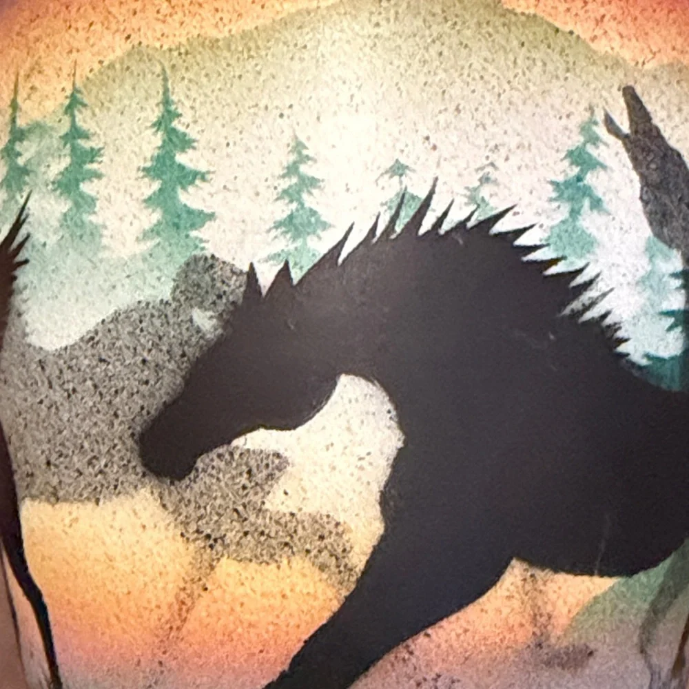 Benally Dine Signed Cedar Mesa Native American Made Pottery Wild Horses Vase